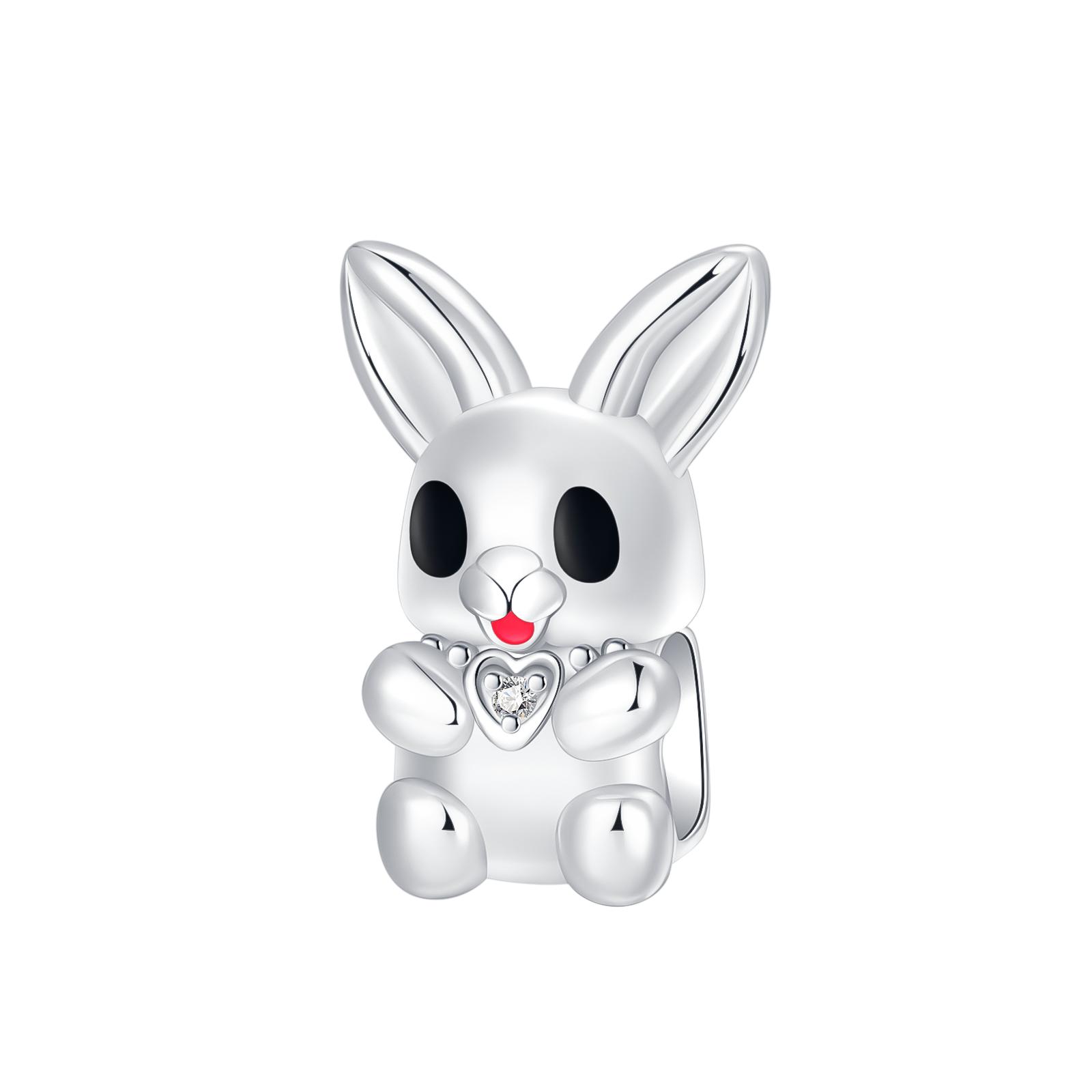 

925 Silver The Easter egg pendant can be opened Rabbit Charms Bead Fit Pan Bracelets Women DIY Fine Jewelry Party Gift