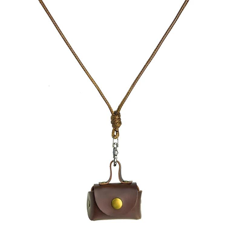 Retro Leather Coin Purse & Earphone Case Necklace - Women's Crossbody Lanyard & Sweater Chain Accessory