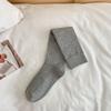 Leg Warmers - Pure Cotton Autumn/winter Mid-length Socks with School-style Vertical Stripes, Slightly Compressive and Slimming, White Long Socks.