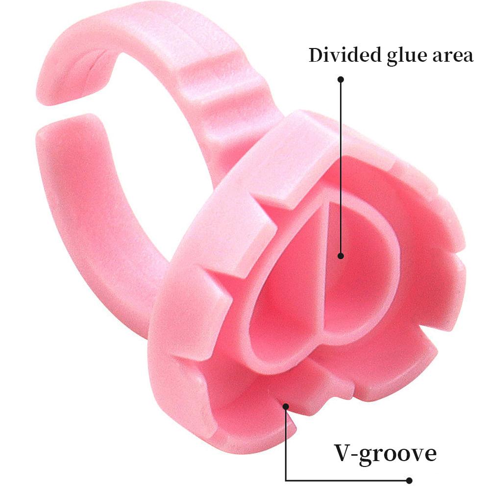 100 Pcs Glue Rings Smart Glue Holder for Eyelash Extensions, Easy Fanning Glue Cups for Volume Lashes, Pink