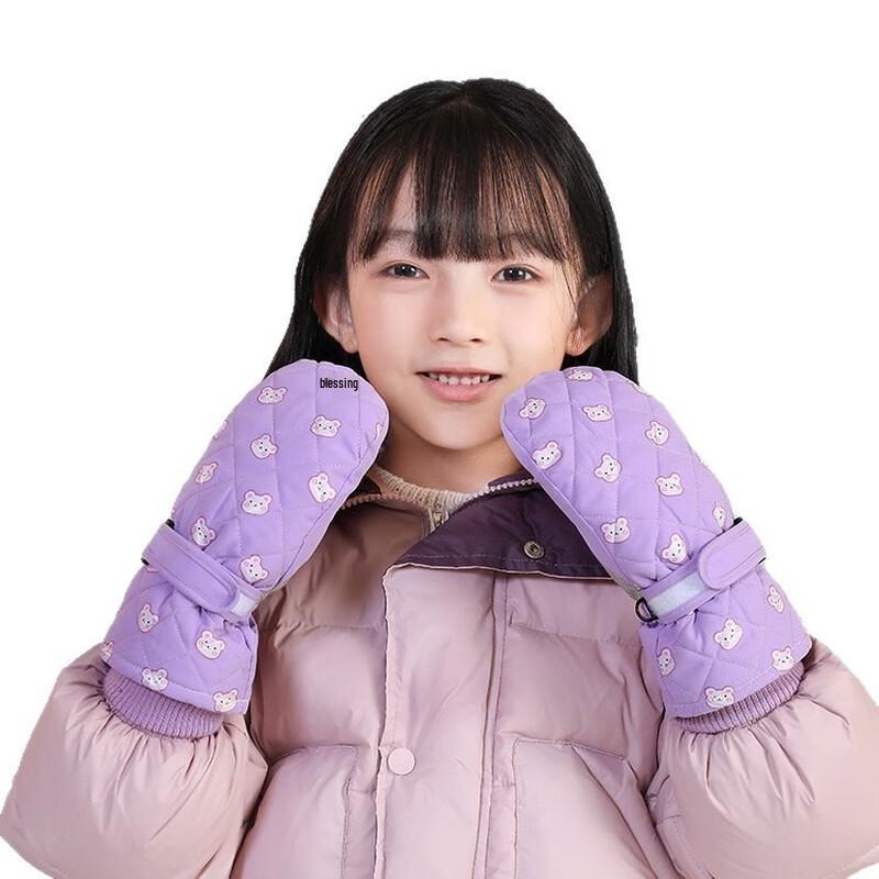 Dětské plyšové nepromokavé zimní lyžařské rukavice