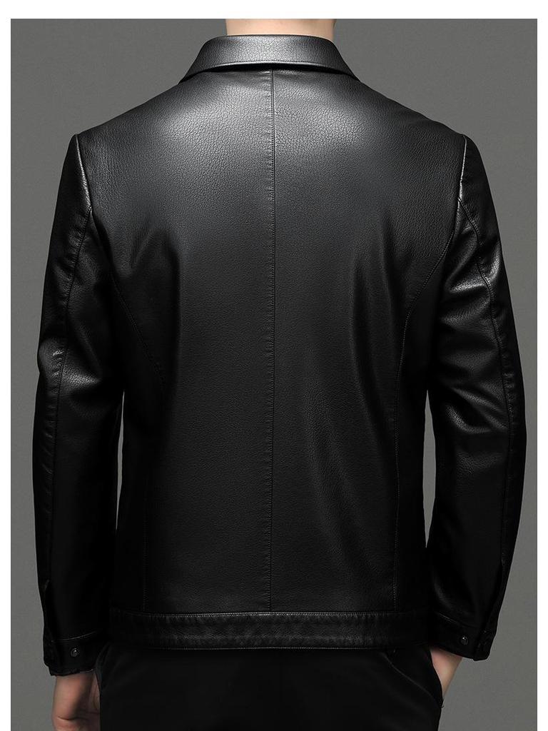 Yinuoboni High-end Men's Eco-Leather Lapel Jacket, Various Thickness Options - Style 2335