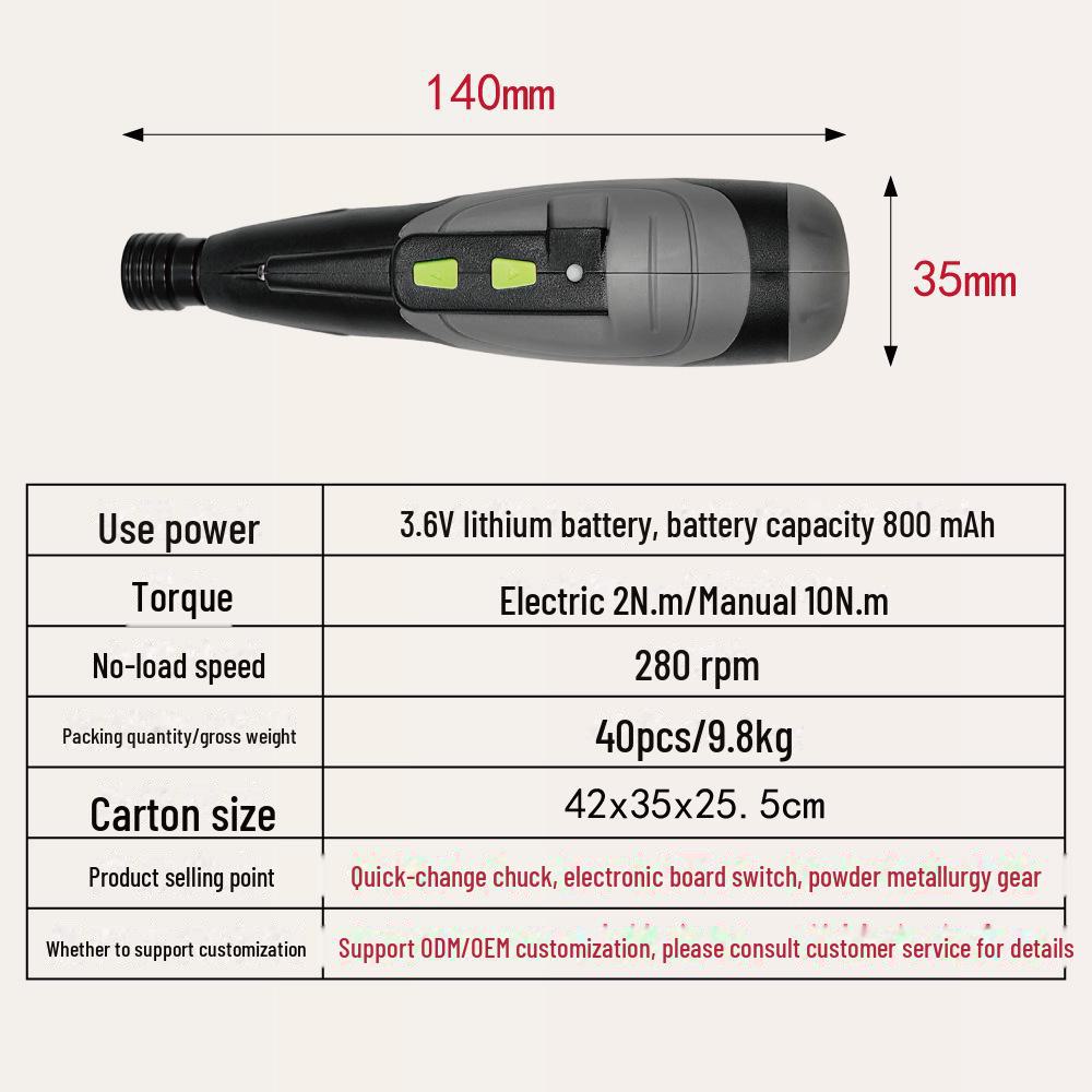 3.6V Lithium Battery Screwdriver Set for Home and Computer Repair