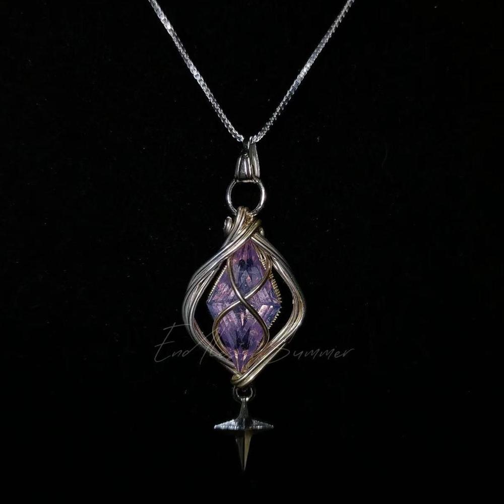 

Game Love and Deepspace Xavier Cosplay Necklace Purple Zircon Clavicle Chain Alloy Choker Hip Hop Fashion Christmas Prop