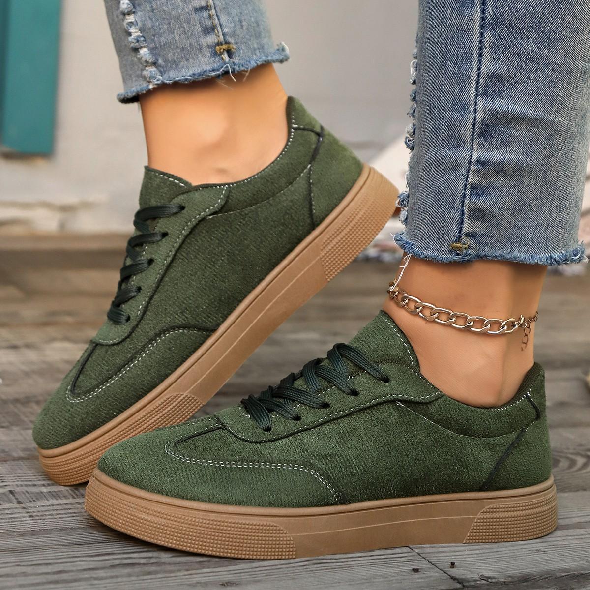 

Suede Women s Casual Sports Running Shoes Large Size Sneakers 36 армия зеленый