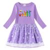 Kinderkleid im koreanischen Stil: Kurzarm Sommer oder Langarm Frühling/Herbst, Sterne Regenbogen Pailletten, Netz Falten Prinzessinnen Design.