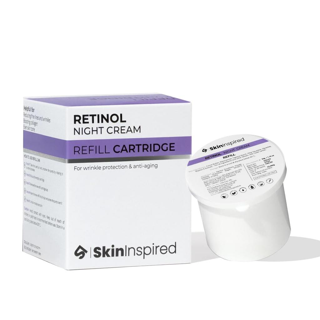 SkinInspired Retinol Night Cream Refill | 0.1% Retinol & Hyaluronic Acid | Anti-Wrinkle Cream for Women | Night Cream For Women & Men Glowing Skin