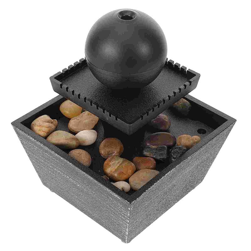 Relaxation Water Feature Small Fountain Indoor Fountains Table Top Black Resin Office