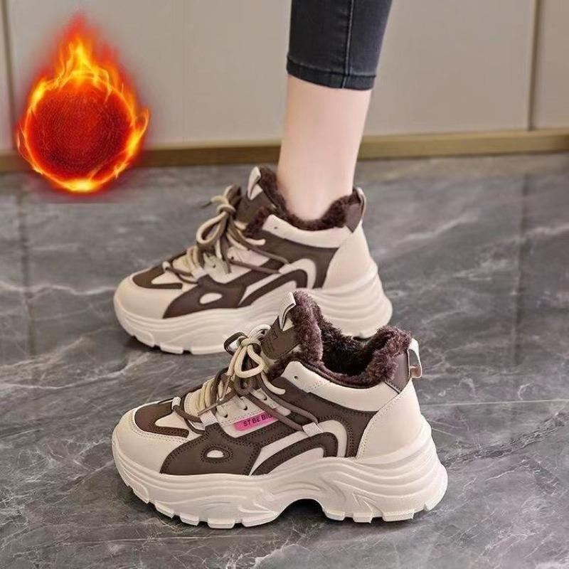 

Thick-stitched Dad-style Shoes - New Winter Women s Shoes, Heightening Cotton Shoes, Sports Shoes 40 коричневий