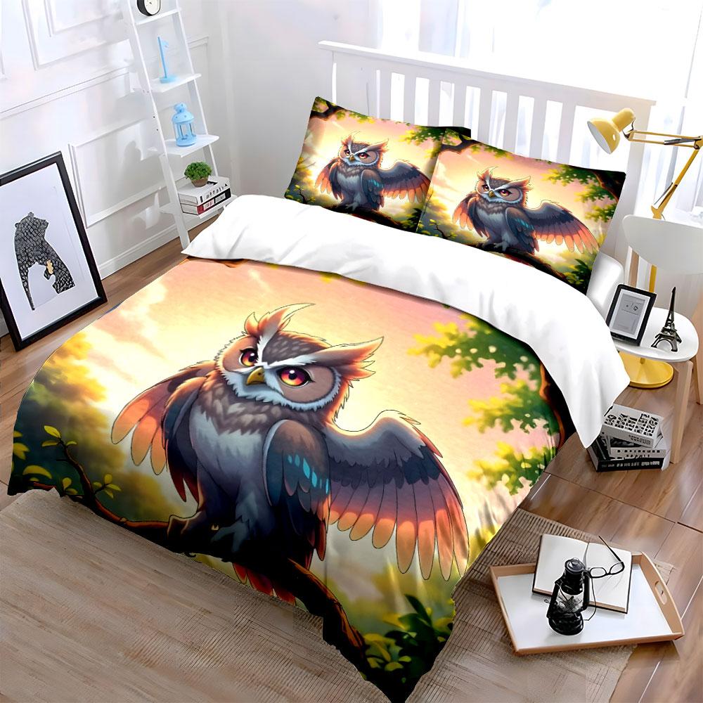 Cartoon Owl and Trees. Bedding Sets Duvet Cover Sets Duvet Covers Pillowcases(1* Duvet Cover 2* Pillowcases Without Duvet Insert)