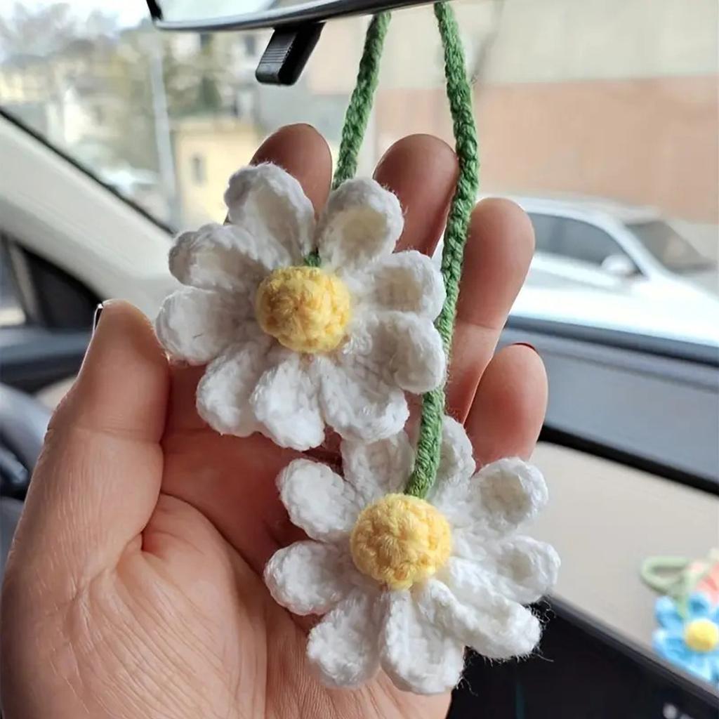 Cotton Yarn Hanging Basket with Unique Daisy Pattern For Home Ornaments And Office Decorations Personalizing Your Car