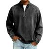 Herren Vintage Stehkragen Reißverschluss Pullover Langarm Lässiges Oberteil
