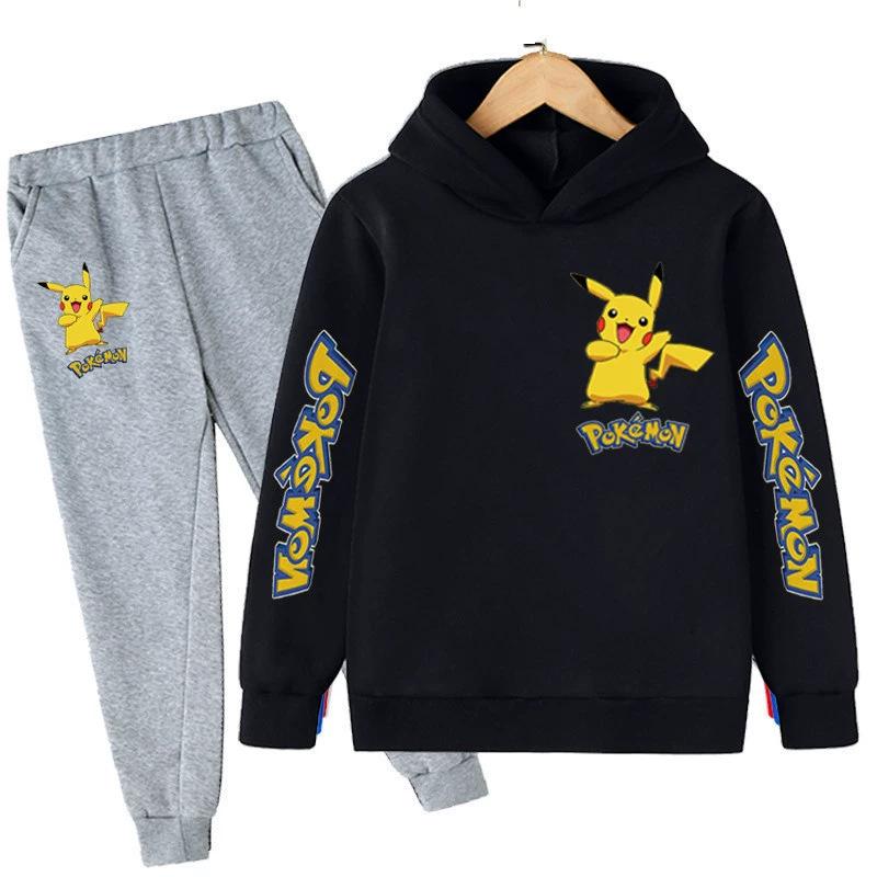 Unisex Anime Pikachu Hoodie Set for Kids - New Style