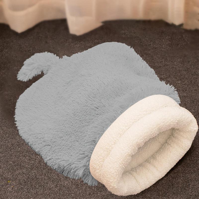 Plush Cat Sack Sleeping Cushion Bed Winter Cozy Cat Bed Cave Comfortable Pet Snuggle Sack Cat Bed Cave Sleeping Bag Self-Warming