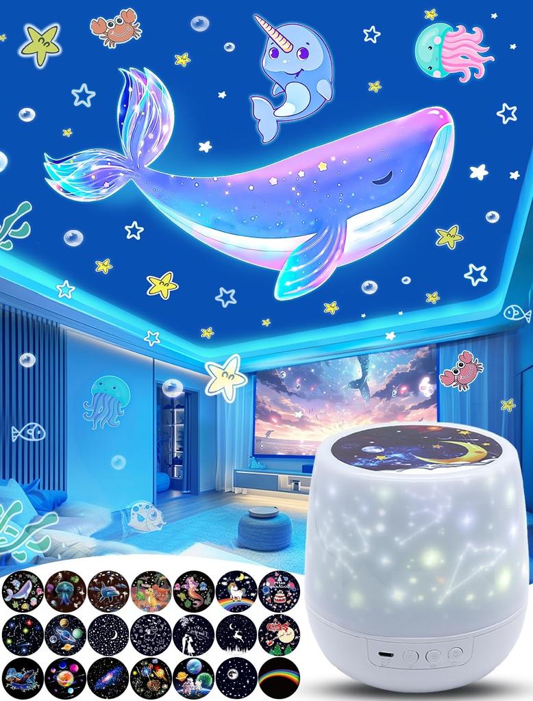 Popular planetarium for home perfect for kids and Features 8 projection unicorn and dolphin and can be used as a bedside lamp or nursing Features