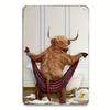 Metal Wall Art Highland Cow Poster Bathroom Decor