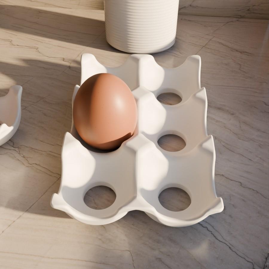 6 Compartment Egg Storage Rack, Ceramic Finish Unbreakable Reusable Stackable Egg Organizer for Kitchen Refrigerator Outdoor Camping
