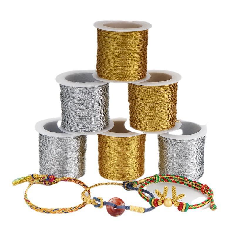 35M Weaving Gold Thread, Shiny Embroidery Thread, Shiny Silk Thread, DIY Handmade Accessories, Weaving Sewing Thread Tools