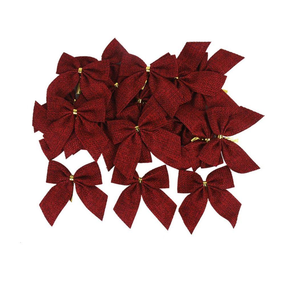 25pcs Christmas Tree Decorations Christmas Gold Dust Bows Hanging Bowknot New Year Christmas Tree Printed Bow Ornaments