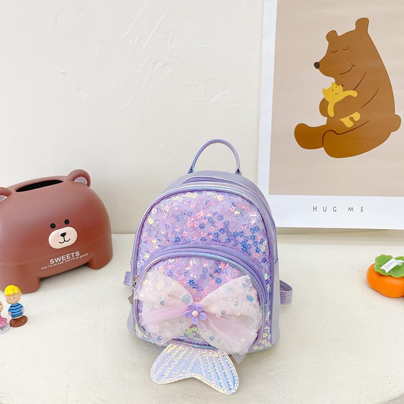 

Adorable Summer Korean Style Princess Backpack With Sparkling Sequins For Kids фіолетовий