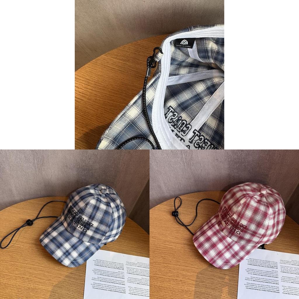 Vintage Japanische Karrierte Baseballkappe Mit Stickerei Für Familienausflüge Sonnenschutz