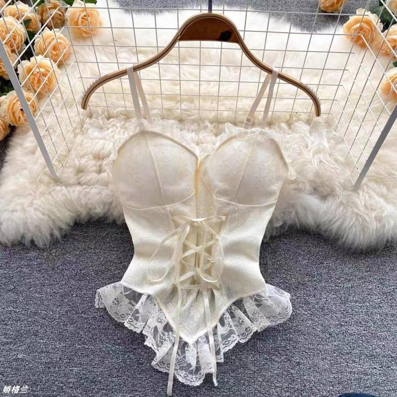 Lace small sling vest, waist slim-fitting foreign-style bottomed top, pure design can be worn outside tube top