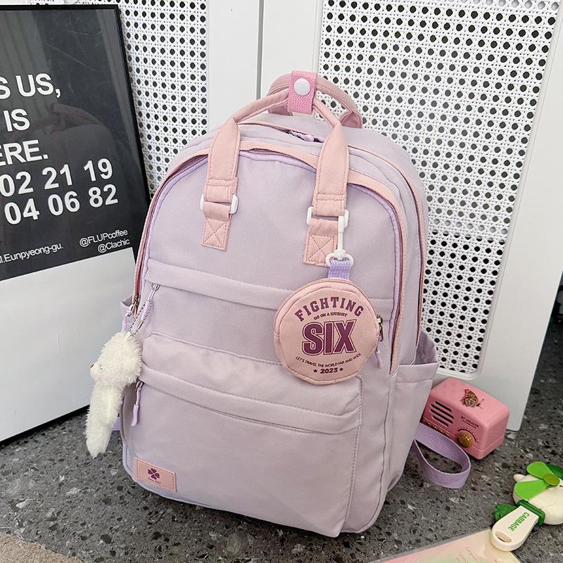 

Large Capacity Handheld Backpack - New Fashionable Niche Design, Simple Casual Schoolbag Single Bag розовый