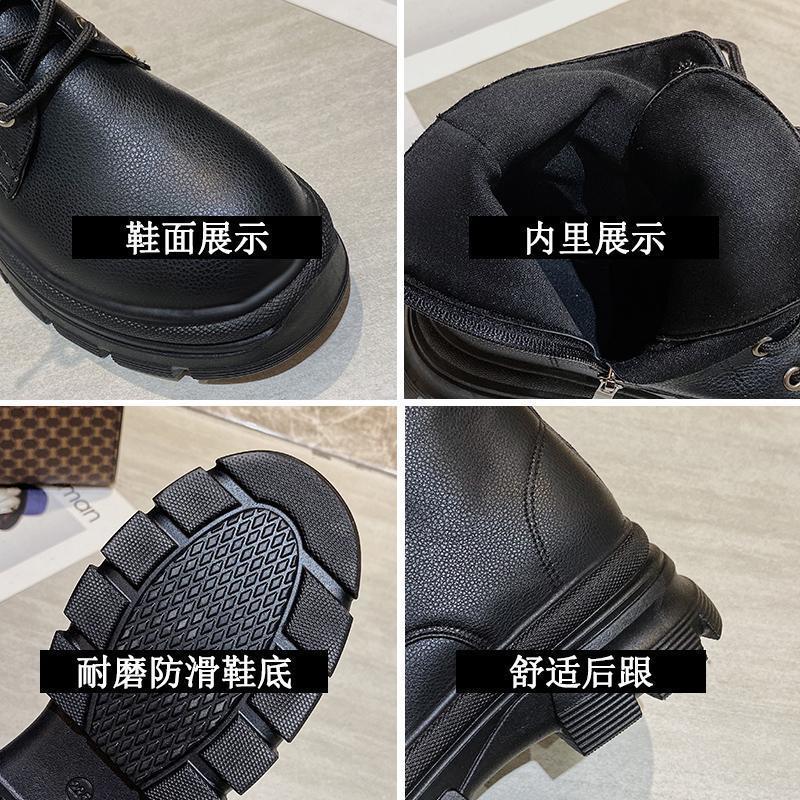 Smalstövlar Internetkändis tjocksulade Martinstövlar dammode ins2025 höst och vinter nya brittisk stil korta stövlar stora storlekar stövlar