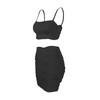 Women Fashion Strap Sleeveless Midriff- Fold Slim Skirt Suit Set