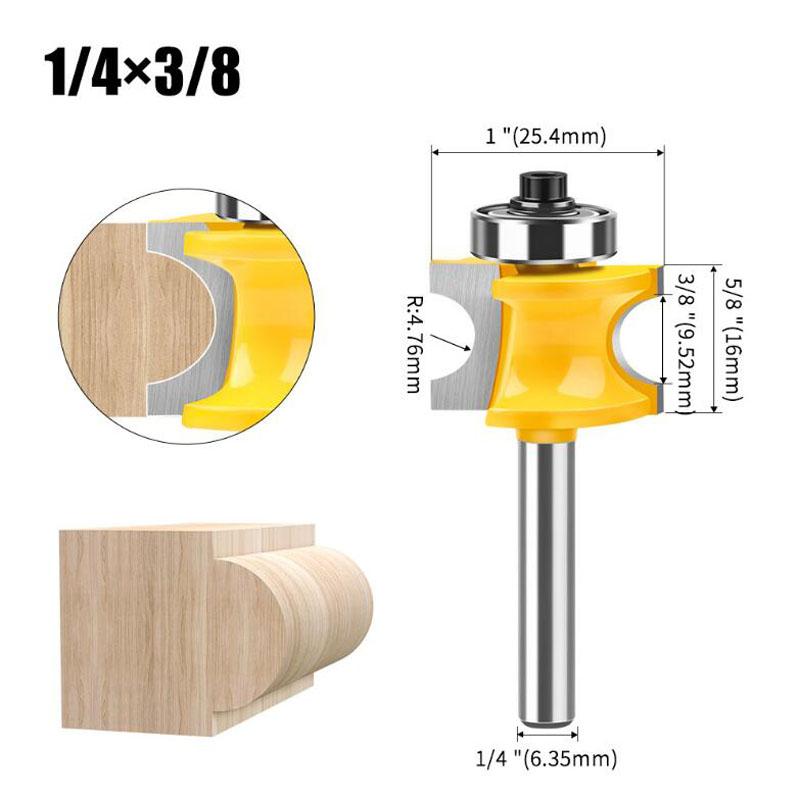 6mm Shank 1/4inch Shank Half Round Bit Convex Edging Bits for Wood End Mill Woodworking Tool Industrial Grade Milling Cutter