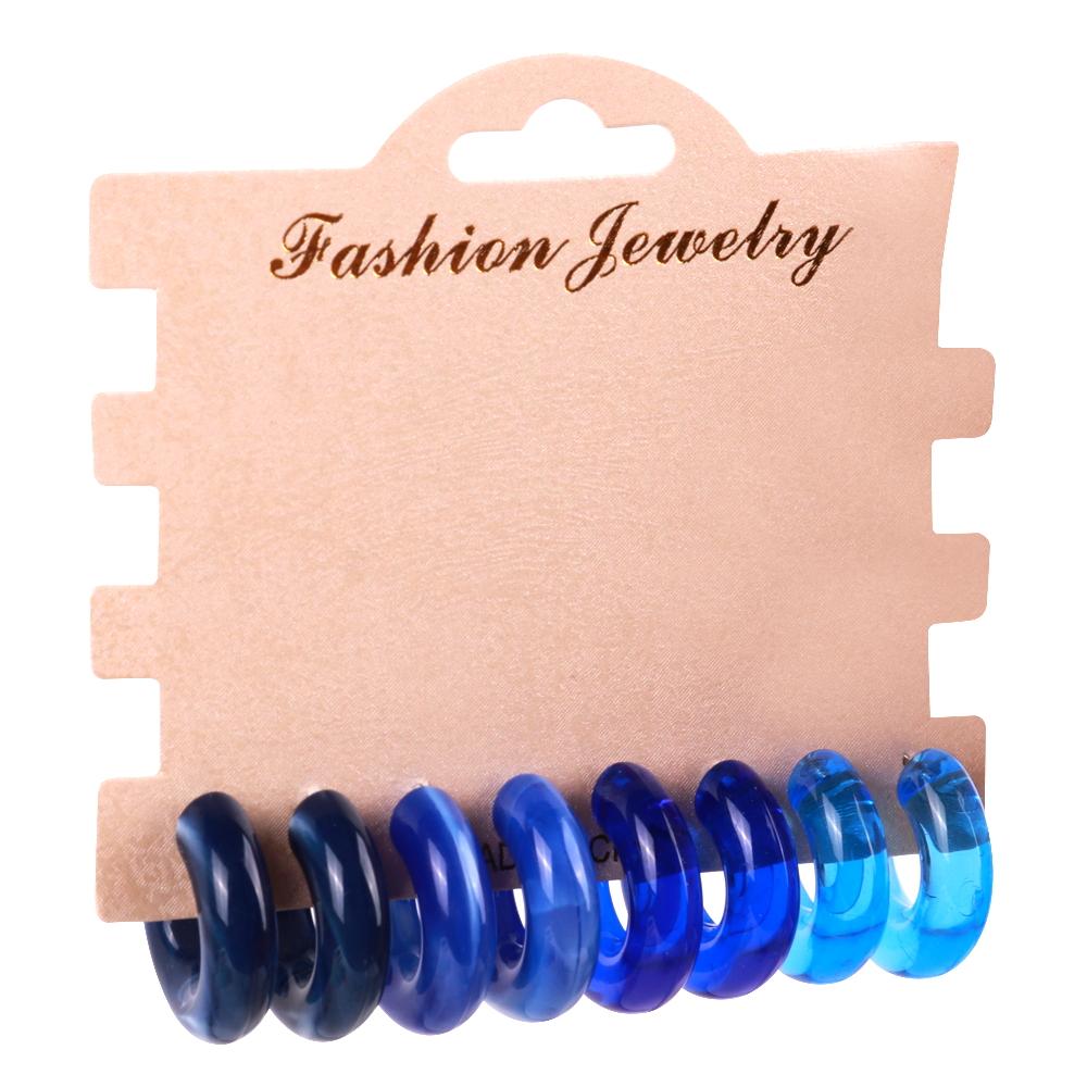 New Boho 4 pair/set Multicolor Acrylic Small Hoop Earrings Original Resin Geometric C Shape Drop Earring Jewelry Sets for Women