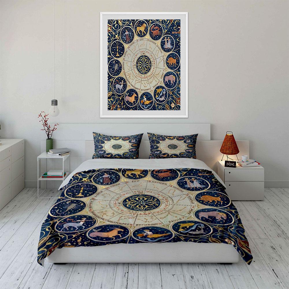 Zodiac Signs Pattern Design Bedding Duvet Cover Set Duvet Cover Pillowcases  (1*Duvet Cover 2*Pillowcases, Without Duvet Insert)