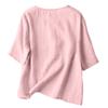 Women's Embroidered Loose Retro Linen-Cotton Short Sleeve Blouse