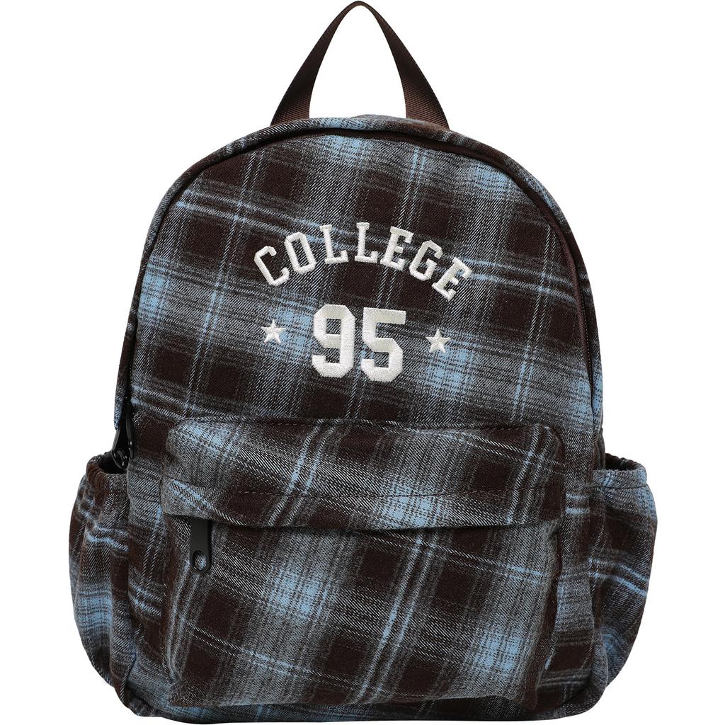 Autumn and Winter Atmosphere Retro Checkered Schoolbag Backpack for College Students