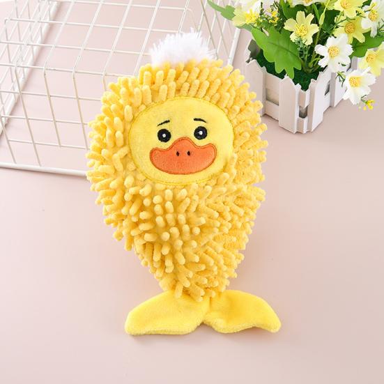 Plush Squeaky Dog Toy Mop Fish Shape Stuffed Crinkle Chew Toy for Aggressive Chewers Interactive Puppy Teeth Cleaning Toy for Small Dogs