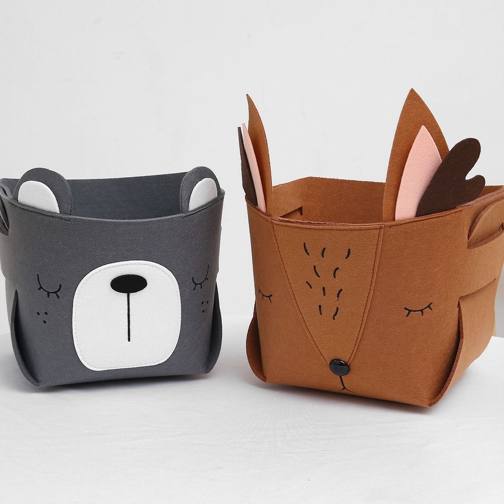 Waterproof Felt Storage Basket Cartoon Desktop Sundries Box Animal Storage Box Living Room