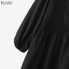 ZANZEA Abito Musulmano Casual da Donna con Scollo Rotondo, Manica Lunga Larga