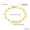 Vnox 5mm Paperclip Chain Bracelet for Men, Casual Stylish Rectangle Links Wristband, Adjustable Chain Jewelry