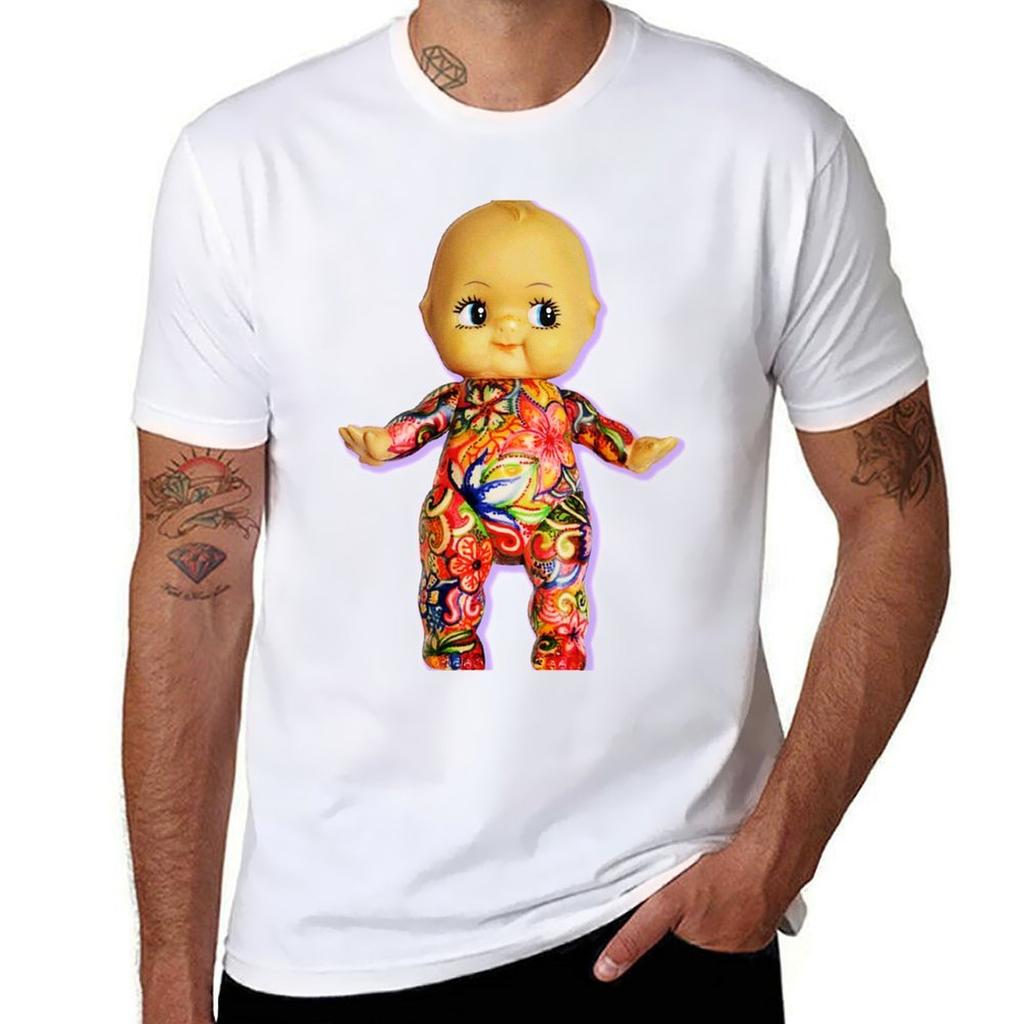 Tattoo Kewpie T-Shirt Black Cotton T-shirt Plain for Man Package T Shirt Custom Print T-Shirt