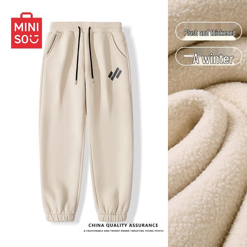 

MINISO Men s Fleece-Lined Drawstring Sweatpants 3XL