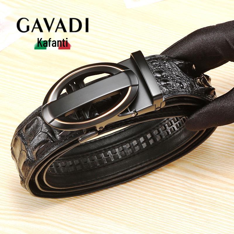 

Men s Extra-Long Crocodile Leather Belt with Automatic Buckle - Engraved Formal Business Suit Waist Belt 135 cm