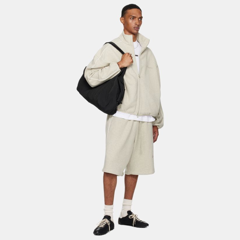 Herrejakke Fear of God Essentials Moderne Fleece Kantbånd Treningsjakke Heather Stone/Cloud White