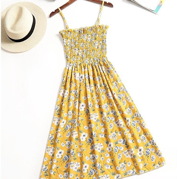 Dámský špagetový pásek s vysokým pasem, mini květinové šaty s potiskem letní plisované dámské šaty bez ramínek