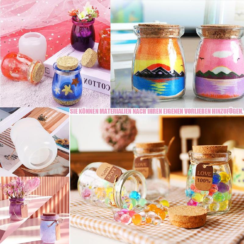 1Pcs Crystal Resin Drop Glue Jar Bottle Silicone Mold, DlY Wishing Bottle Storage Jar Making Silicone Mold for Handmade Craft