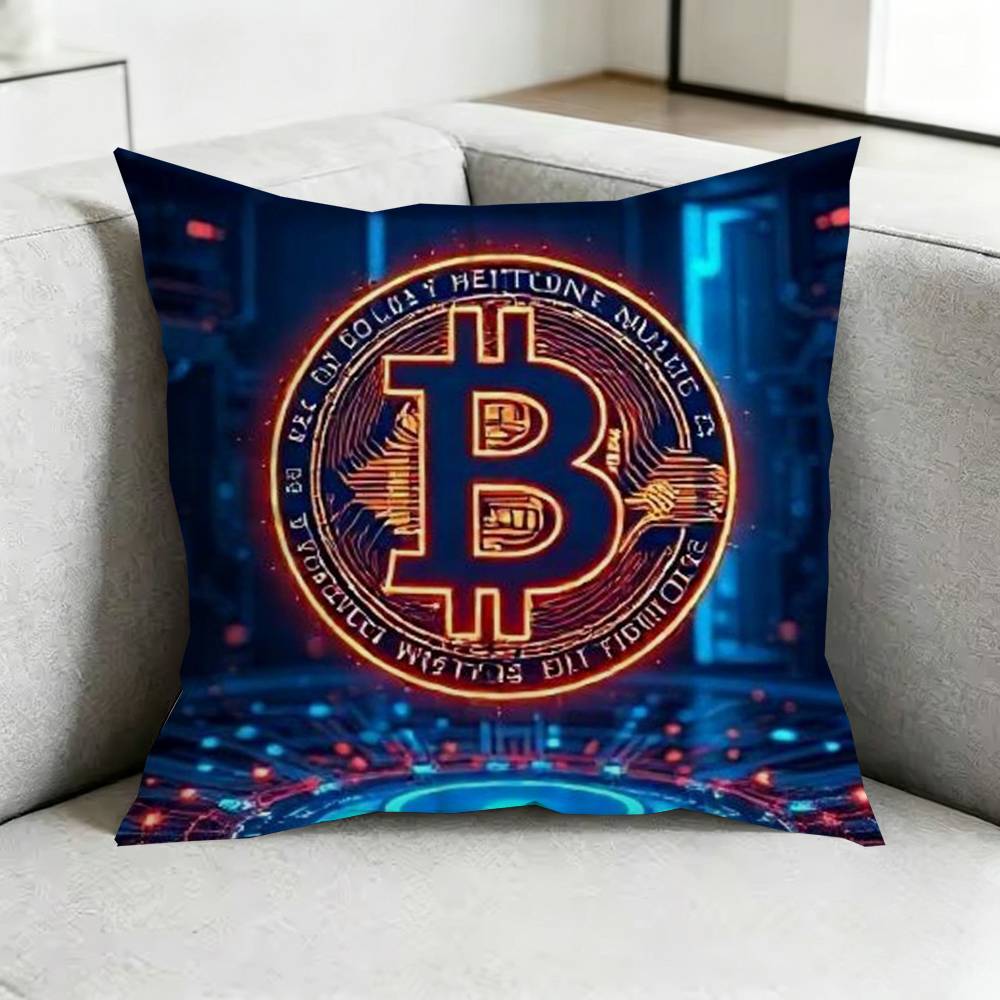 BBitcoin Cryptocurrency Btc Pillow Case Square DoubleSided Sofa Cushion Cover Bedroom Bedside Pillow Gift