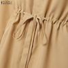 ZANZEA Women Casual Turn Down Collar Loose Long Sleeve Dress