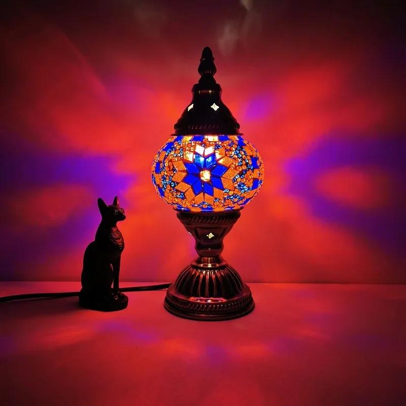 Classical Turkish Stained Glass Lampshade Romantic Mosaic Retro Table Lamp Bedroom Study Cafe Homestay Decoration Table Lamp
