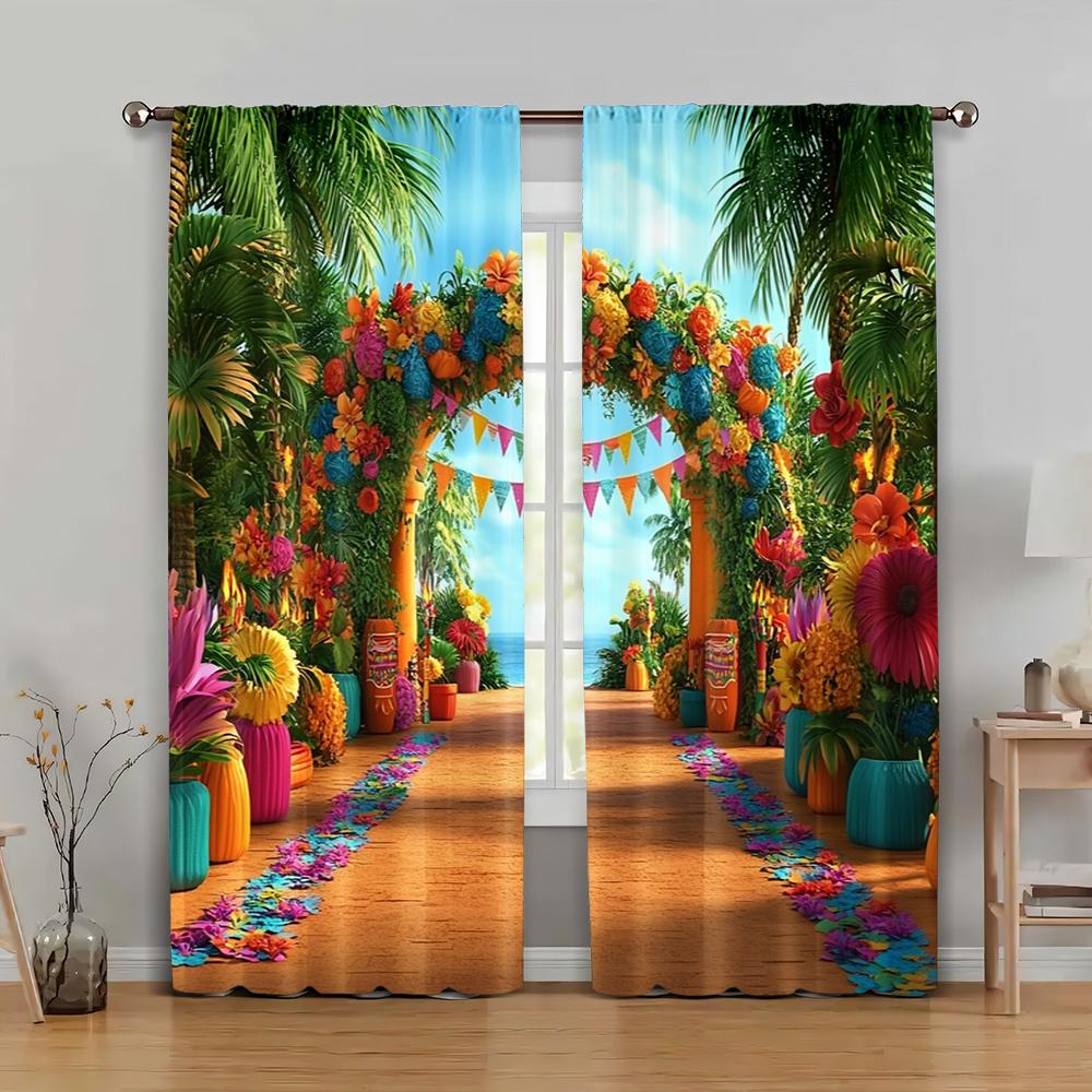 2pc,  Party Curtain Mexican Carnival Machine Washable Fabric,Without Electricity Birthday Party Suitable for Parties and