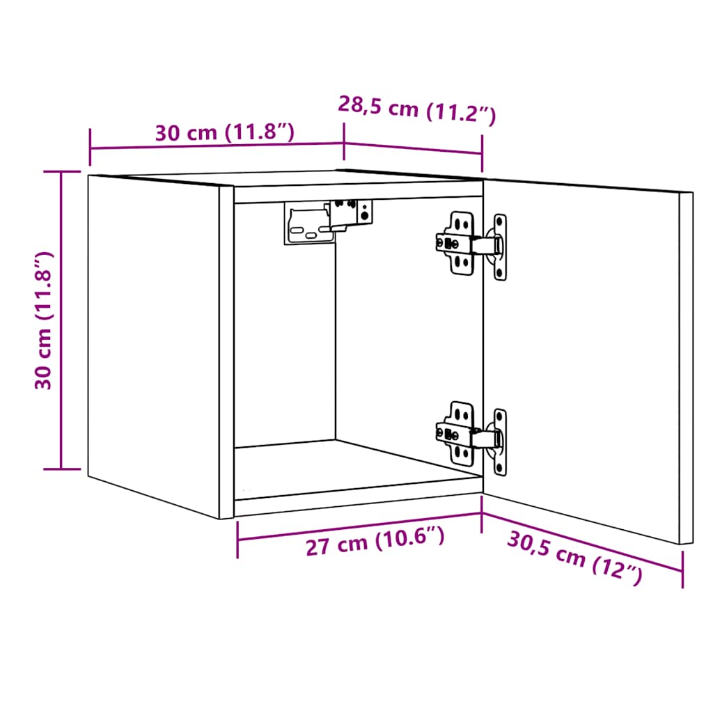 Wall Mounted TV Cabinet Artisan Oak 30.5 x 30 x 30 cm