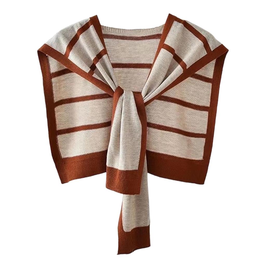 Knit Shawl Striped Fashion Trendy Chic Ladies Shoulder Wrap Stylish Black White Pattern Versatile Outerwear Elegant Accessory